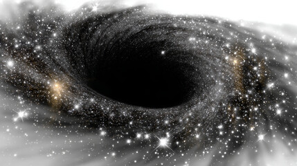 Captivating illustration of black hole amidst starlit expanse, evokes feeling of awe and mystery