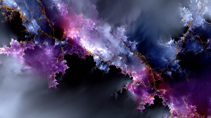 Fractal pattern in neon blues and pinks exudes sense of cosmic wonder, hinting at infinite possibilities beyond our world
