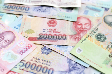 Vietnamese dong banknotes. Money concept