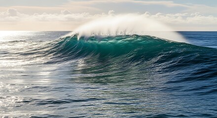 The picture shows a beautiful natural landscape with green hills and a clear blue sky. In the middle of the field, a group of deer is grazing peacefully. Tall trees surround the area, and a small rive