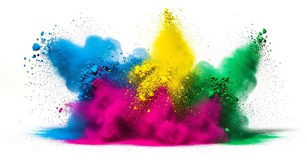 Explosion of vibrant holi powder colors in mid-air celebration festive mood