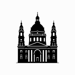 Obraz premium St. Stephen’s Basilica Silhouette – Budapest Landmark Vector