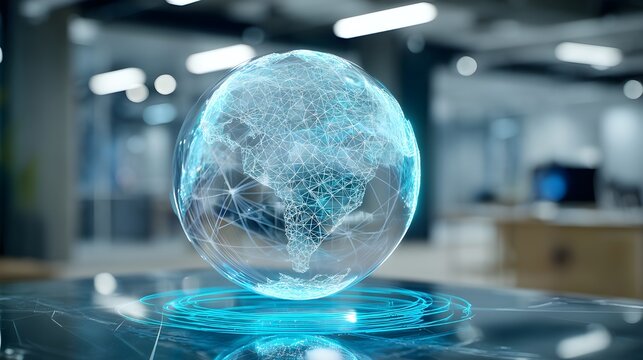 Digital Globe Network in Modern Office