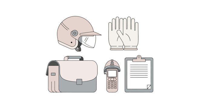 Collection of Personal Safety Equipment and Devices for Workplace or Sports Use