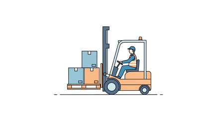 Efficient Logistics and Warehouse Management with Forklift Operating Palletized Goods