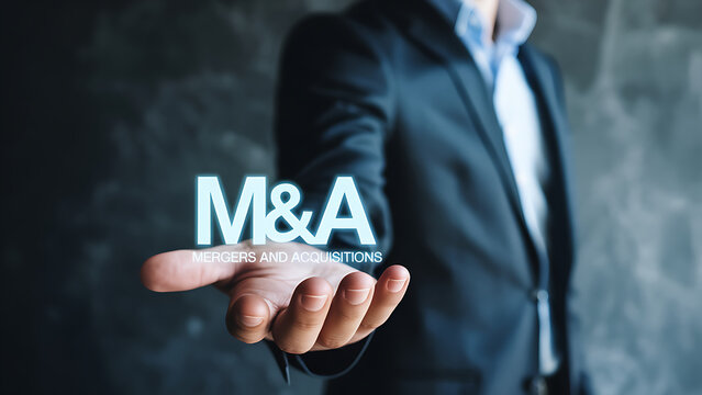 Mergers and Acquisitions concept held by professional business executive