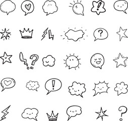 hand drawn speech bubbles and symbols