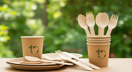 Embrace sustainability with eco friendly bamboo cutlery and cups for your next outdoor gathering or catering event, a perfect blend of style and conscience.