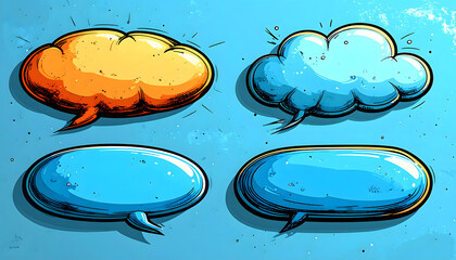 Comic Book Speech Bubbles Set Expressive, Colorful Designs for Communication and Dialogue