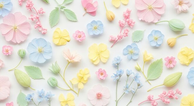 Pastel Flower Pattern Background - Soft Spring Floral Design