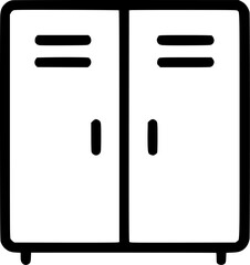 An outline icon representing school lockers, personal storage, gym cabinet, safety, and security solutions