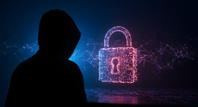 Cyber Security Threat Digital Padlock Hacker Data Security Breach