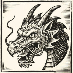 Dragon Head Illustrator Artwork Banner Background Design Template 