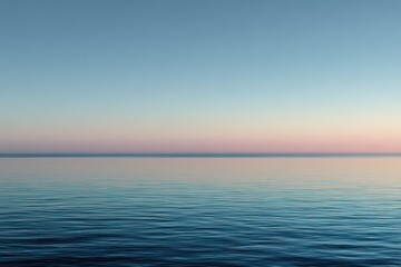 Obraz premium Calm Ocean Horizon at Sunset: Serene Waterscape.