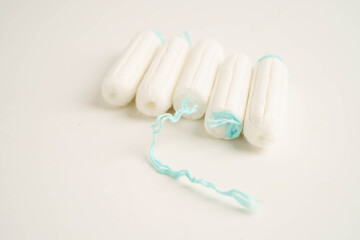 Cotton tampons for women hygiene menstrual period cycle protection.