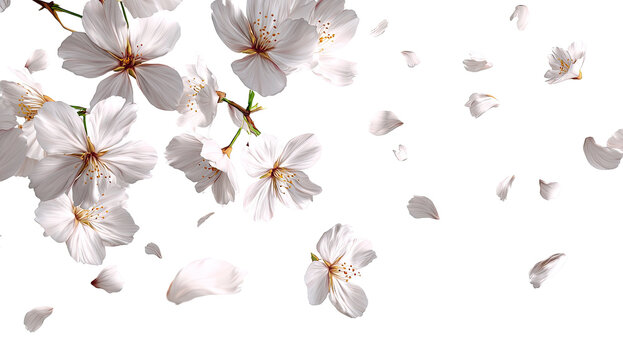 White cherry blossoms falling - Powered by Adobe
