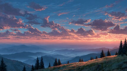 sunset in the mountains