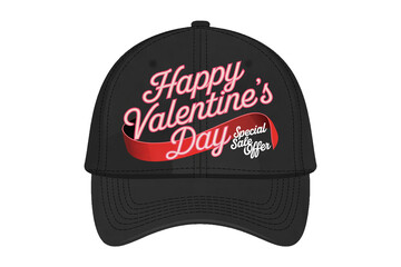 Black Baseball Cap with "Happy Valentine's Day Special Sale Offer" Text