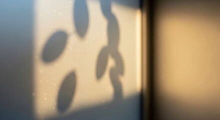 Soft, outoffocus shadows of leaves cast on a wall during golden hour