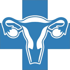 Human uterus anatomy medical healthcare symbol woman reproductive system icon vector illustration vector