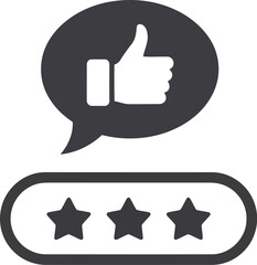 Customer satisfaction rating thumbs up speech bubble star feedback positive review approval choice vector