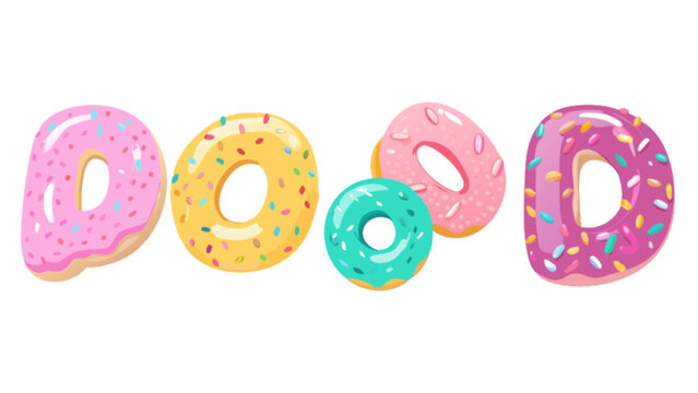 Donut vector art illustration of colorful donuts with sprinkles for bakery shop and sweet dessert design