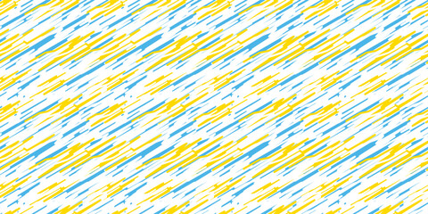 Vibrant Blue and Yellow Hand Drawn Diagonal Lines Seamless Pattern. pattern line. Dynamic Yellow and Blue Abstract Rain Effect Digital Paper. 

Abstract Scribble or Hatching Repeat Background
