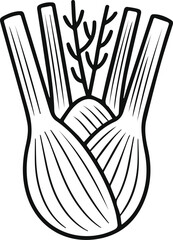 Fennel bulb outline icon vector line art. Simple herb food sketch symbol.