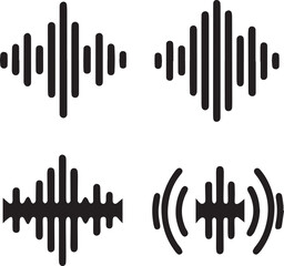 Obraz premium Sound Wave Silhouette Set, Sound Wave Vector Silhouette Bundle