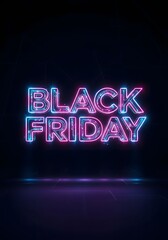 Obraz premium Neon black friday sign for shopping promotions, ideal for digital marketing and poster design