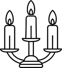 Vector illustration of a candlestick with burning candles and yellow light for holiday celebration design