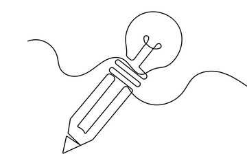 Obraz premium Pencil sketch continuous one line drawing minimalist outline vector illustration for decoration 
