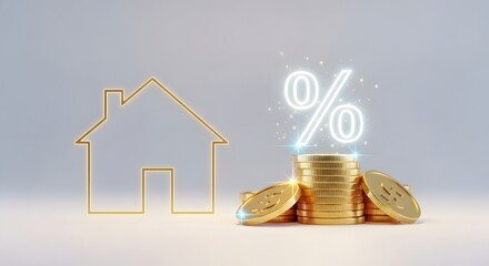 Financial growth and investment concept with house outline and currency symbols