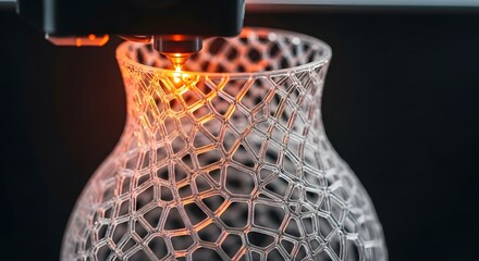 Innovative technology in 3d printing creating intricate mesh design for modern art and decor concept