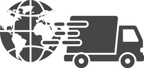 Global delivery fast truck transporting world package logistics express service shipping vector