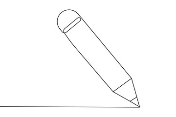 Pencil continuous one line drawing minimalist style isolate outline vector illustration for design
