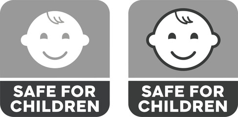 Children safety icons safe for children symbols adorable baby faces for product labels and warnings vector