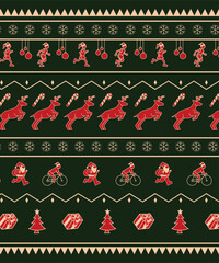 Christmas pattern sport template design for posters, social media, flyers and greeting publications is a combination of a running, cycling, and santa
