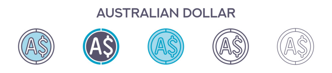 Australian Dollar Symbol Element For Design Graphic - Multi Styles