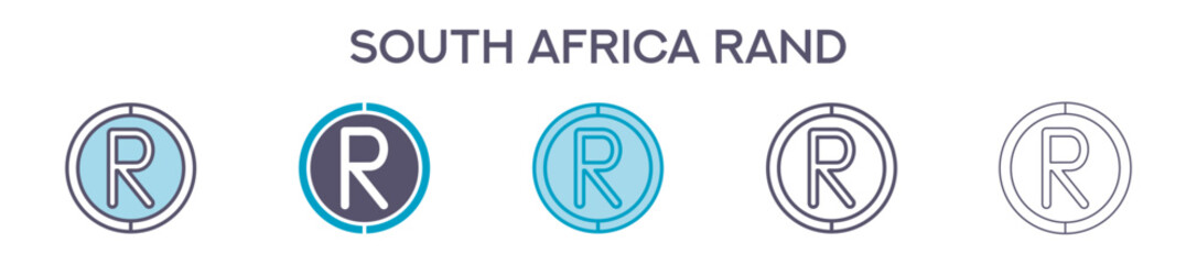 South Africa Rand Symbol Element For Design Graphic - Multi Styles