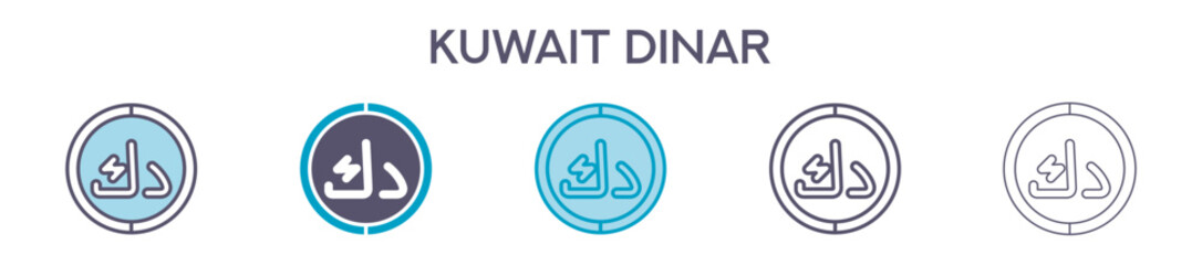 Kuwait Dinar Symbol Element For Design Graphic - Multi Styles