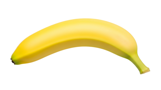 Single ripe yellow curved fruit depicted against a solid black background