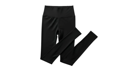 Solid black athletic bottoms with a high waist are displayed against a dark background