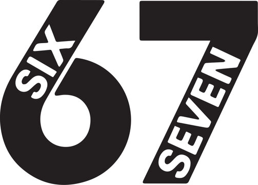 Six Seven Typography Design Set , Creative Number 67 Vector Illustrations 