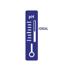 This simple, blue icon depicts a pH meter showing an ideal level, suitable for illustrating concepts related to chemistry, water quality, or health and wellness.