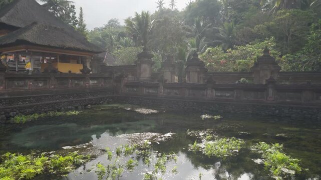 The pond at Tirta Empul Temple in Bali, Indonesia