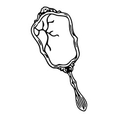 ornate antique hand mirror with cracked or veined glass vector