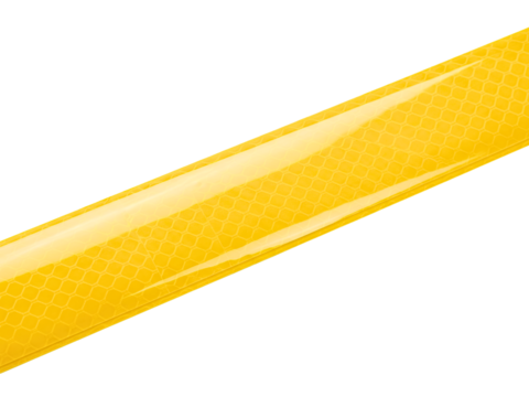 Yellow high-visibility reflective safety tape with honeycomb pattern on a transparent background