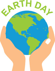 Gentle hands cradle the vibrant Earth, celebrating Earth Day with a clear message of global care and environmental responsibility.