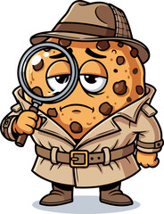 cookie sleuth deduces intriguing clues, uncovering truths with focused determination, isolated on transparent background